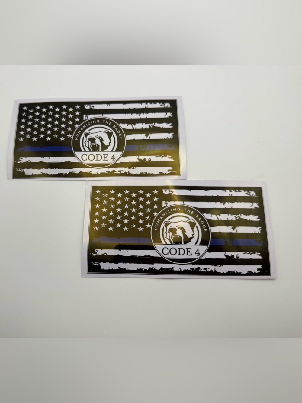 Code 4 American Flag Decal Sticker waterproof 2pc